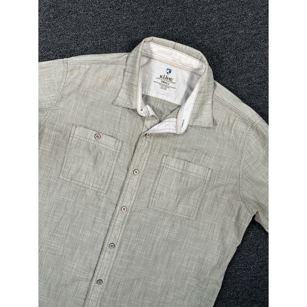 Kuhl Shirt Men's Small Brown Button Up S/S Gorpcore Hiking Outdoors Pocket